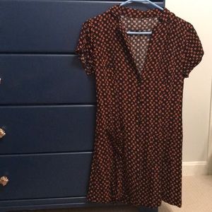 orange and black button up dress